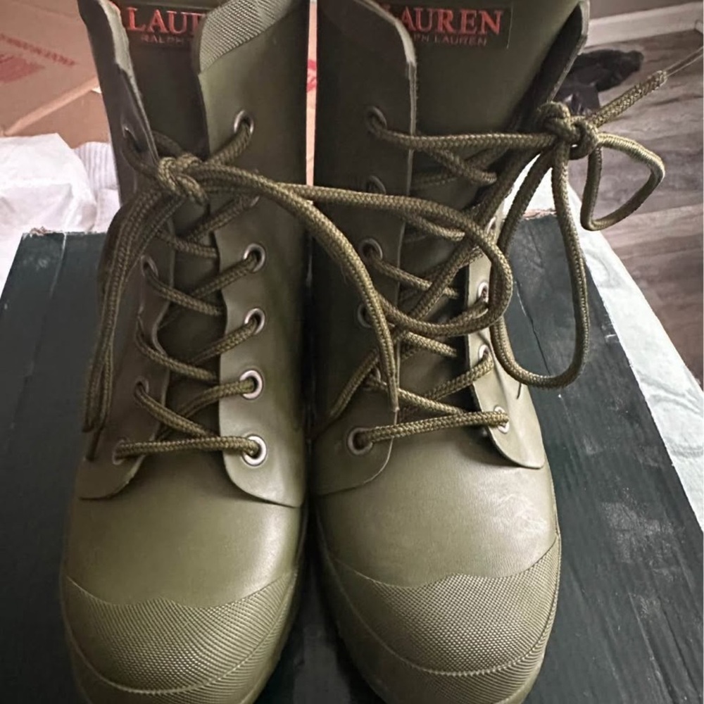 Ralph Lauren Olive Lace-Up Boots